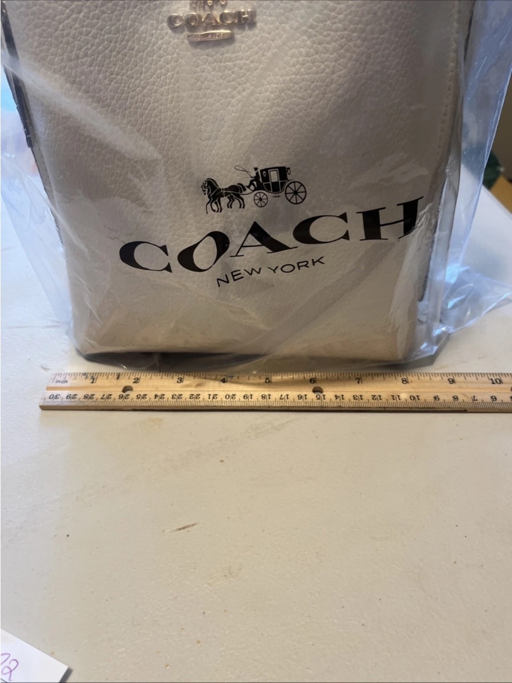 Coach Mollie 22 Bucket Bag Pebbled Leather chalk CA177 - Picture 12 of 13